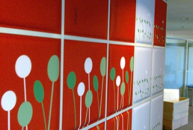 Optimisation acoustique des open-space - Dalles murales acoustiques, décors personnalisé